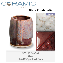 Sea Salt SW-118 over Speckled Plum SW-113 Stoneware Combination Sea Salt SW-118 over Speckled Plum SW-113 Stoneware Combination